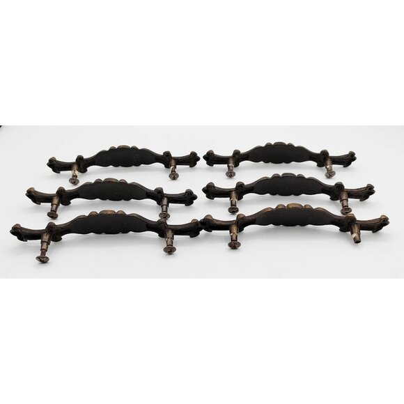 Lot of 6 Vintage Large Brass Drawer Pulls Cabinet Handles Canada CH1050 - Picture 5 of 7